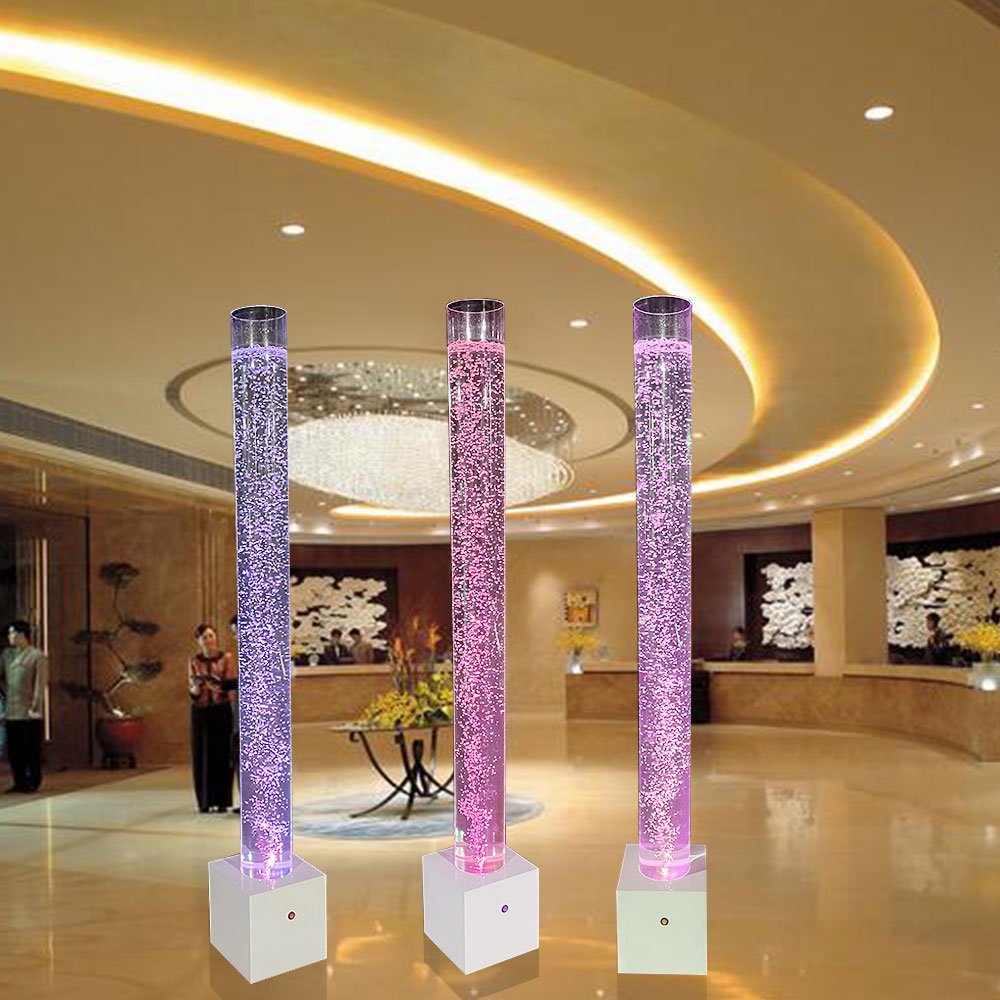Home festival decoration led color changing aquariums water bubble acrylic columns cylinder