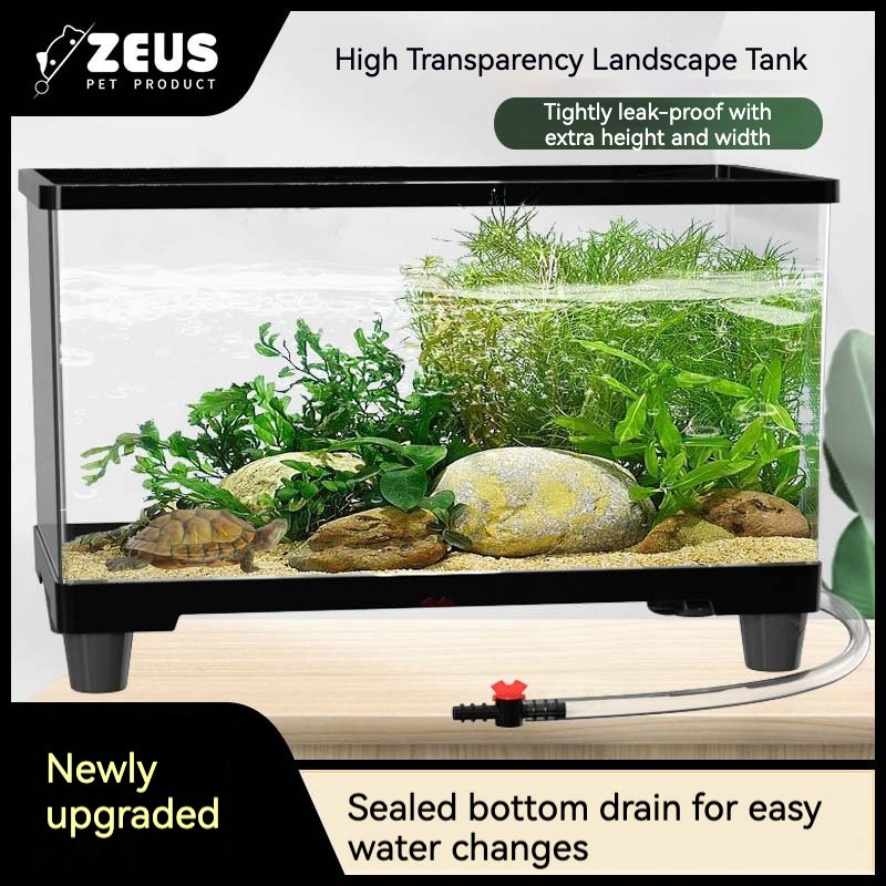 Hot Newest Transparent Color Multifunctional Turtle Tank With Sunbed