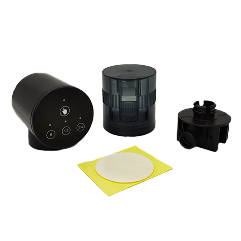 Customized CY-069A Black Rounded Aquarium Fish Feeder for Fish Tank with Smart Time Setting