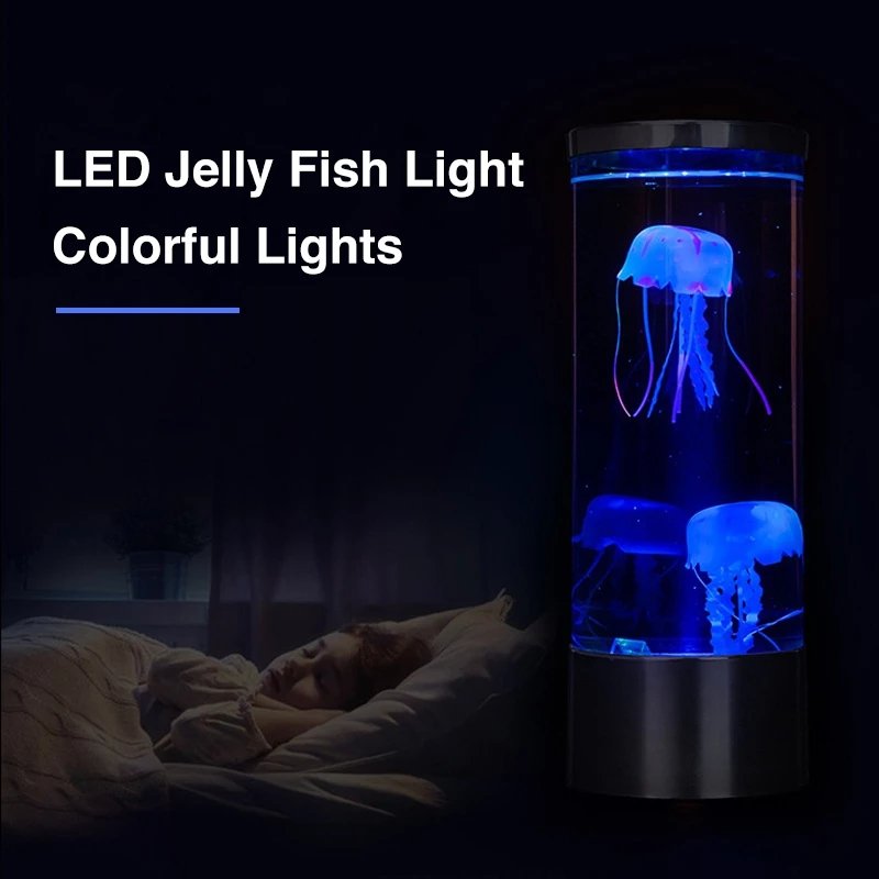 LED tower Jellyfish lamp with night light USB Mood Desk Bedside Lamp Fantasy Aquarium Hypnotic Color Home Decor