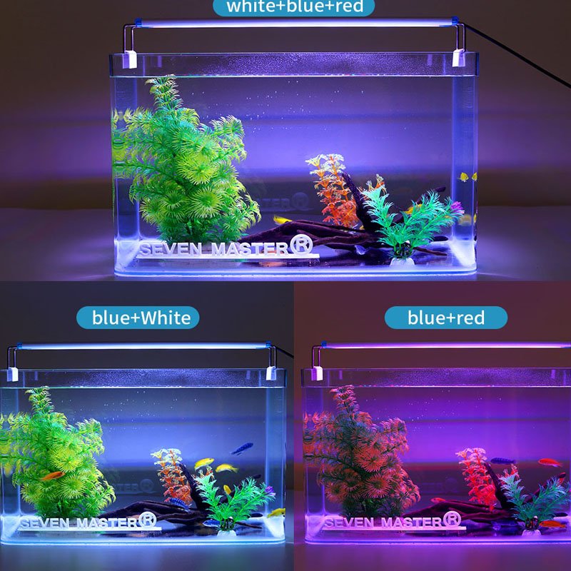Ultra thin White& Blue LED Aquarium Lamp 18CM 28CM 38CM 48CM 58CM Aquatic Landscaping Lamp Fish Tan Bracket Light