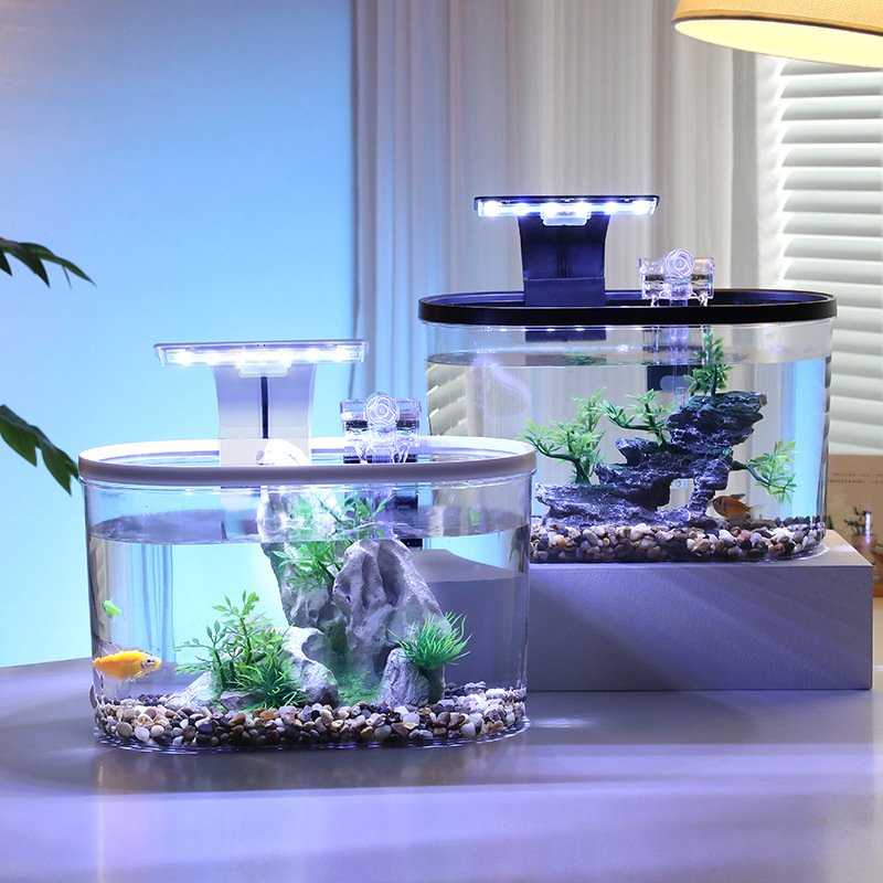 Transparent Desktop Acrylic Aquarium Small Fish Tanks Mini Aquarium Fish Tank With Filter Pump Goldfish For Home Decoration