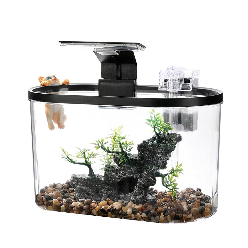 Transparent Desktop Acrylic Aquarium Small Fish Tanks Mini Aquarium Fish Tank With Filter Pump Goldfish For Home Decoration