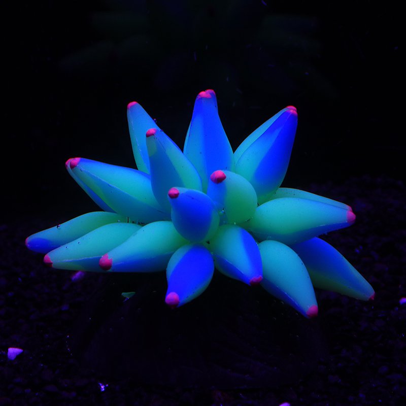 Unique aquarium decorated aquarium decorated with artificial non-plastic plant glow effect silicone foam coral reef - orange red