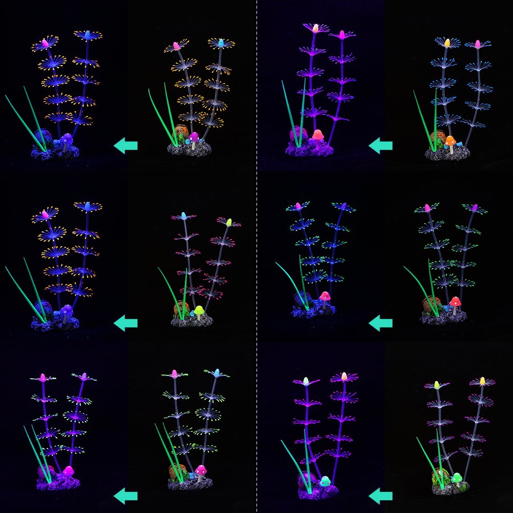 Silicone Glowing Artificial Fish Tank Aquarium Coral Plants Ornament Underwater Pets Decor