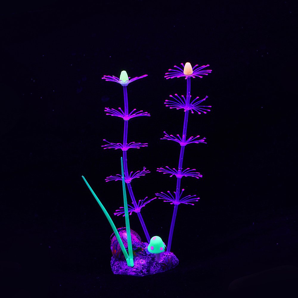 Silicone Glowing Artificial Fish Tank Aquarium Coral Plants Ornament Underwater Pets Decor