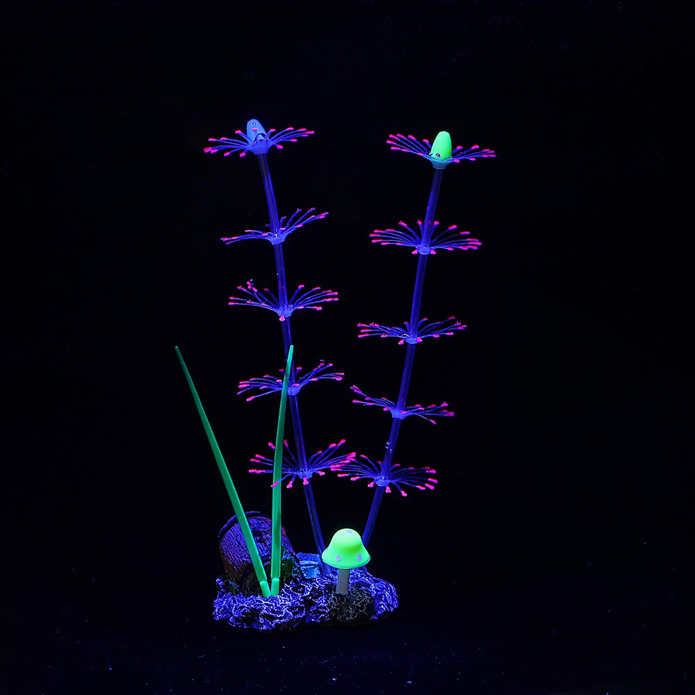 Silicone Glowing Artificial Fish Tank Aquarium Coral Plants Ornament Underwater Pets Decor