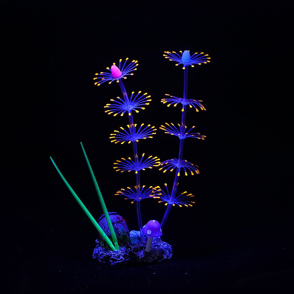 Silicone Glowing Artificial Fish Tank Aquarium Coral Plants Ornament Underwater Pets Decor