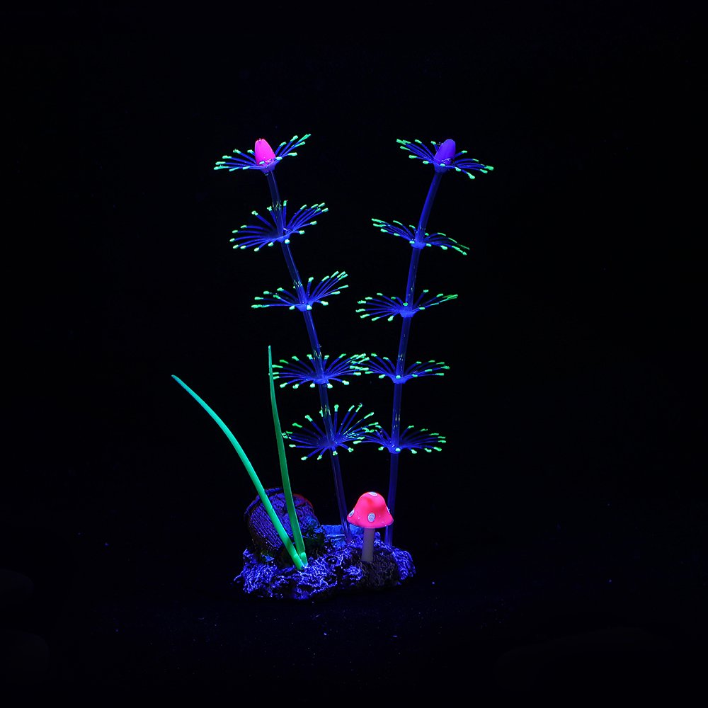 Silicone Glowing Artificial Fish Tank Aquarium Coral Plants Ornament Underwater Pets Decor