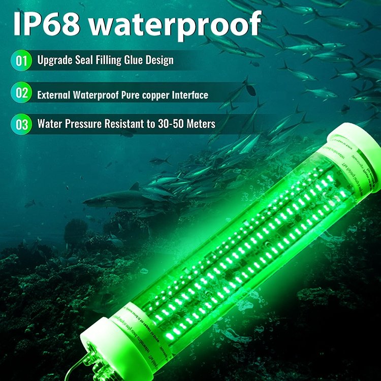 Green Blue White Yellow Outdoor 60W 500W Underwater Fishing Light For Boat Marine Fish Lamp Fish Aquarium Light