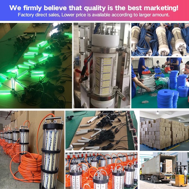 Green Blue White Yellow Outdoor 60W 500W Underwater Fishing Light For Boat Marine Fish Lamp Fish Aquarium Light