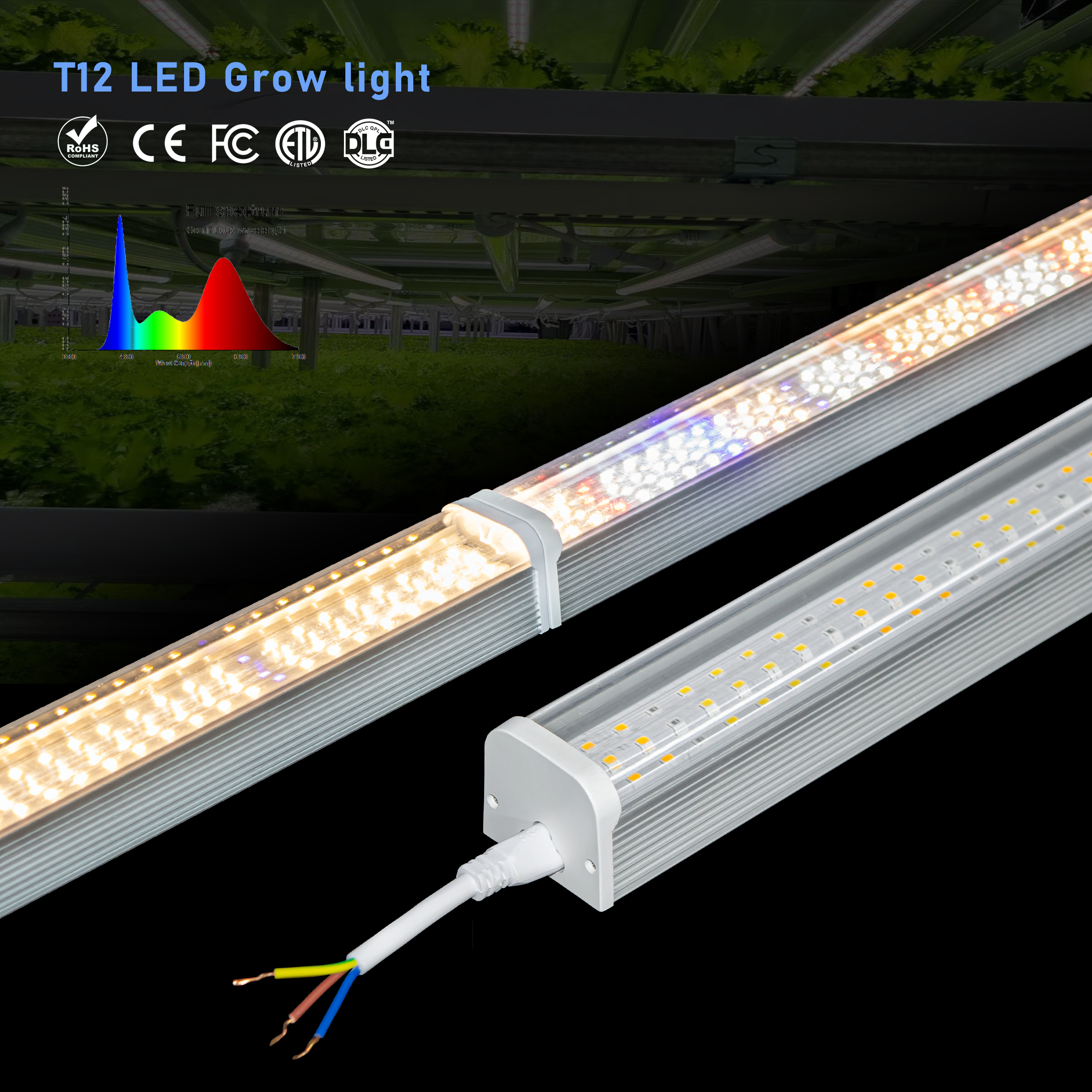 New Indoor seedling Rapid growth vegetable aluminum tube Linkable Full Spectrum LED Grow Light