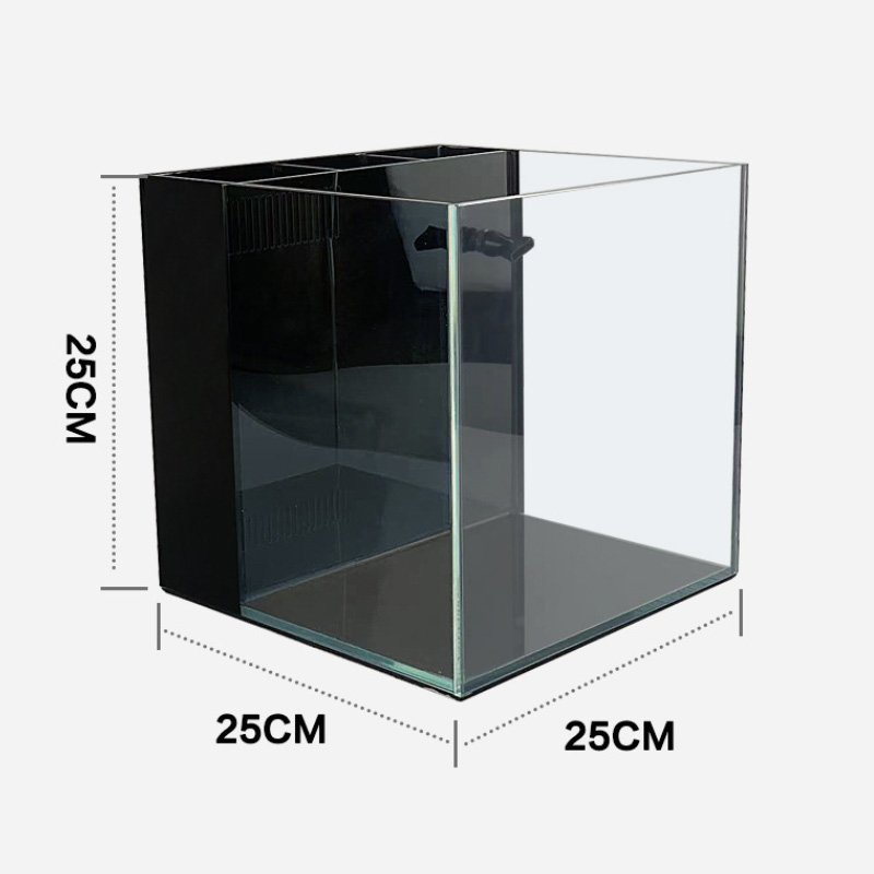 Low Iron Rimless Glass Aquarium Starter Kits with Backpack Partitioned Filtration, No Installation Required Betta Fish Tank