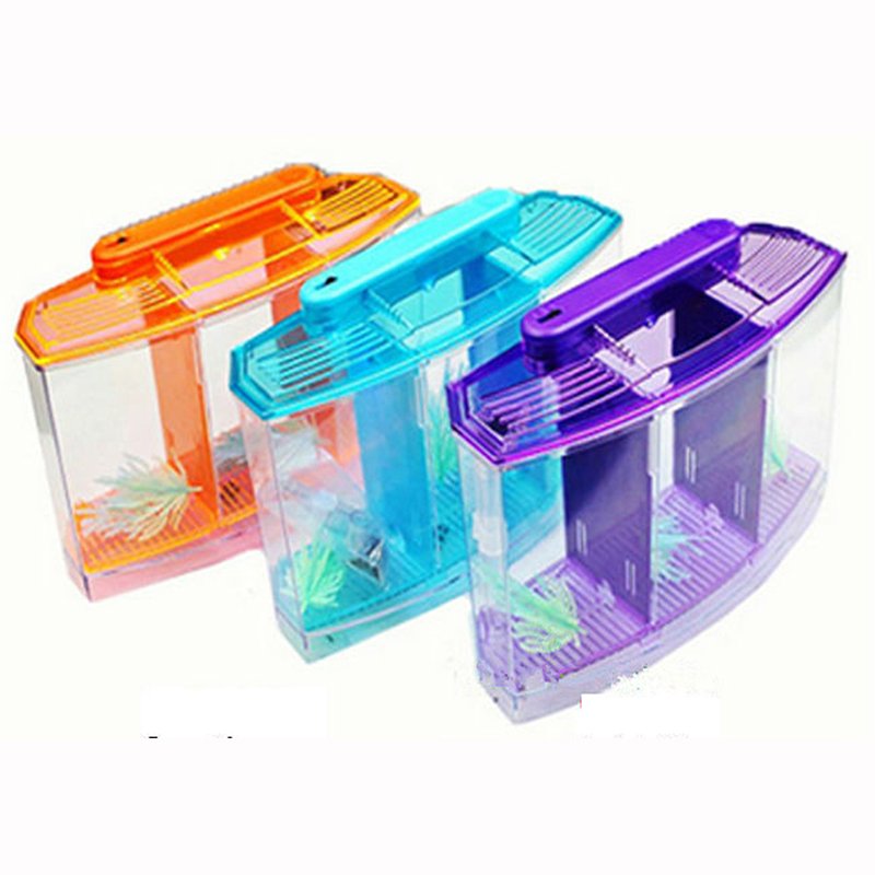 Acrylic 3 Splits Aquarium Betta Fish Bowl Led Light Aquarium Incubator Hatchery Breeding Box Fish Tank Turtle Reptile House