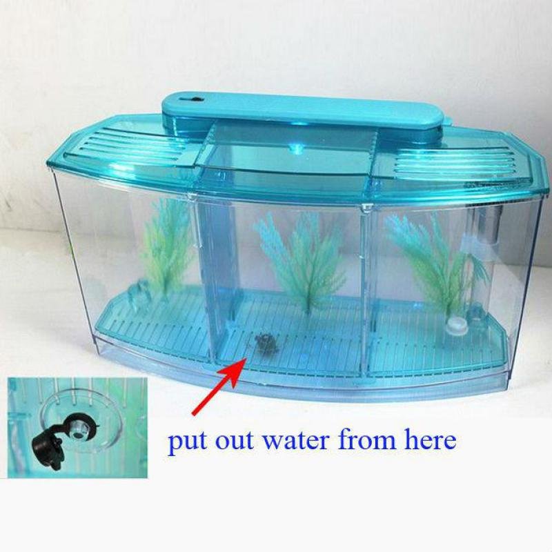 Acrylic 3 Splits Aquarium Betta Fish Bowl Led Light Aquarium Incubator Hatchery Breeding Box Fish Tank Turtle Reptile House
