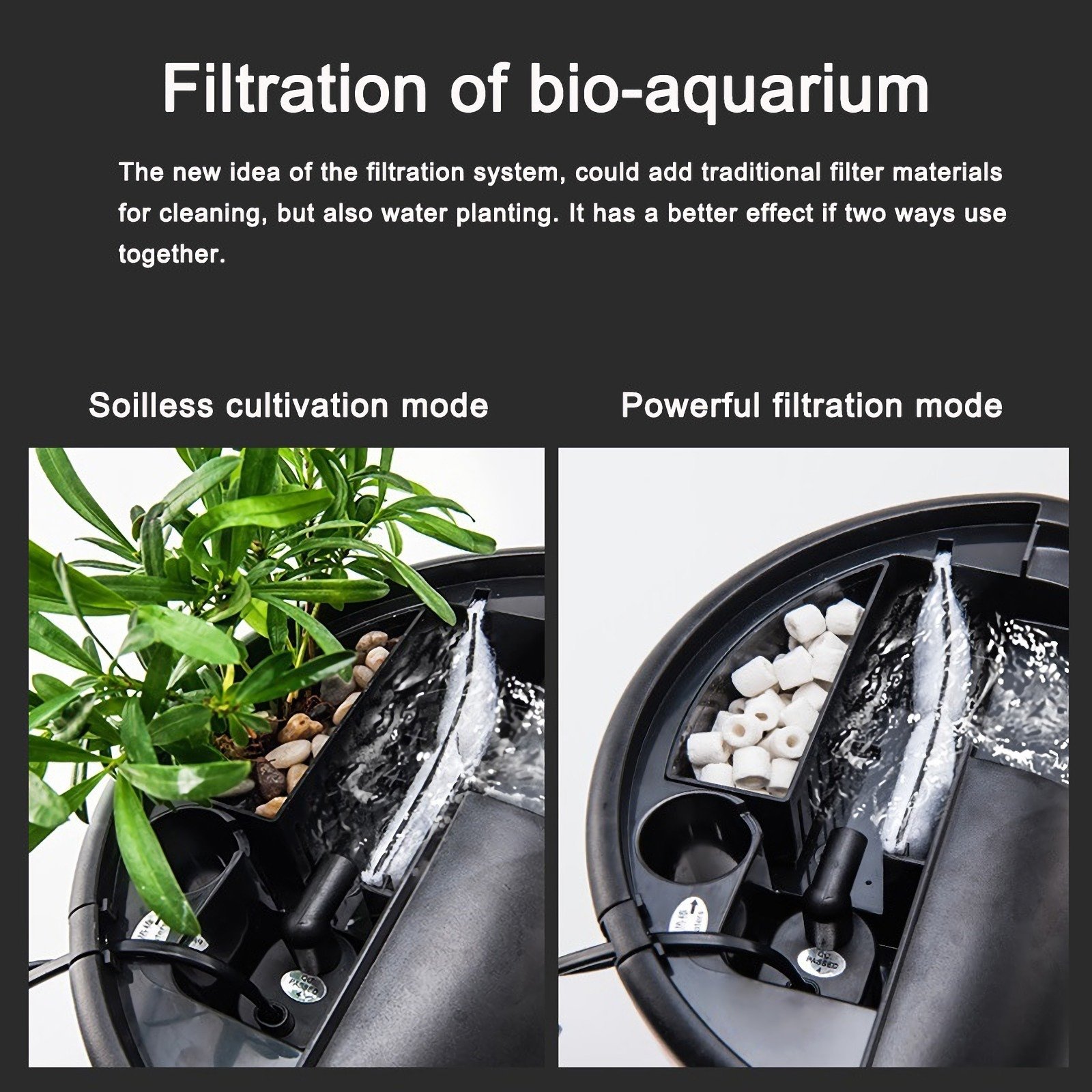 Glass Column Fish Tank with LED Water Fall Filtration Hydroponics All Together for Mini Fishes New Design Safety