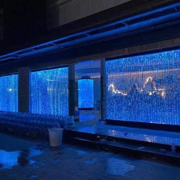 Color-Changing LED Indoor Floor Bubble Wall Water Fountain with Remote and Movable Home Decor