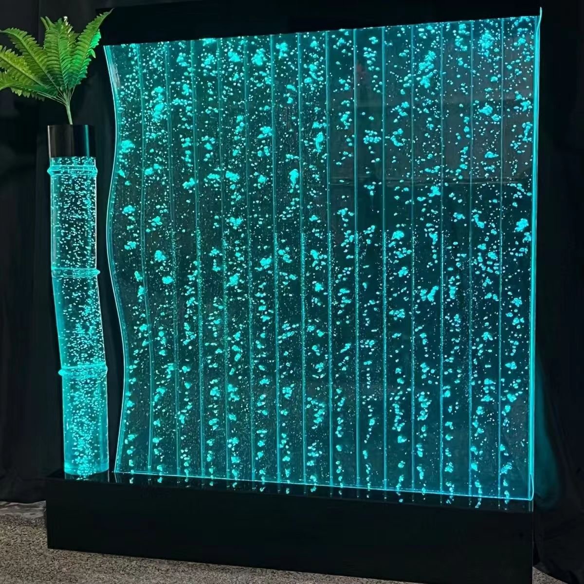 Color-Changing LED Indoor Floor Bubble Wall Water Fountain with Remote and Movable Home Decor