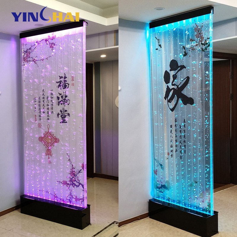 Home water floor standing bubble wall aquarium wall decorative led acrylic water bubble wall panel With Pattern room dividers