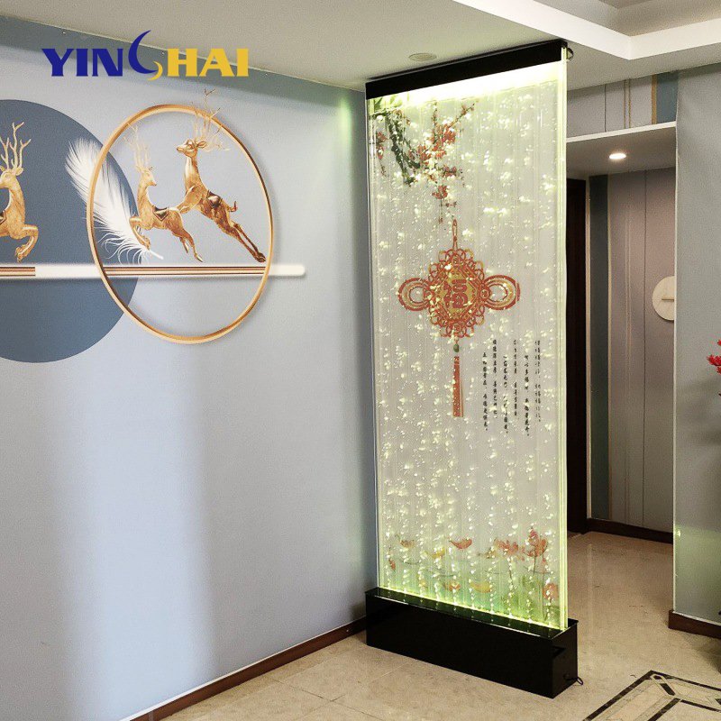 Home water floor standing bubble wall aquarium wall decorative led acrylic water bubble wall panel With Pattern room dividers