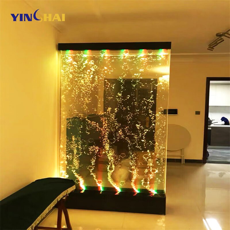 Home water floor standing bubble wall aquarium wall decorative led acrylic water bubble wall panel With Pattern room dividers