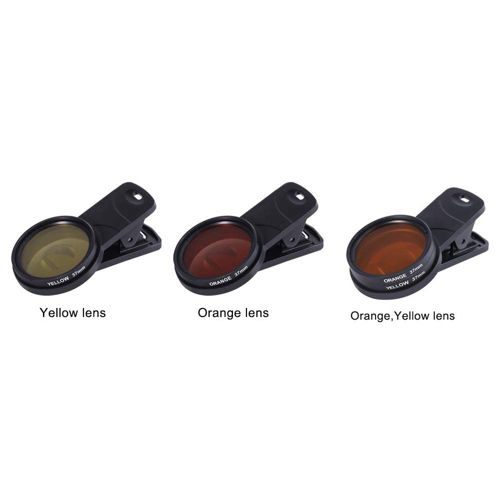 Universal Clip Mobile Water Aquariums Coral reef Lens Phone Camera 37mm 52mm Orange Yellow Macro Filter Lens Kit
