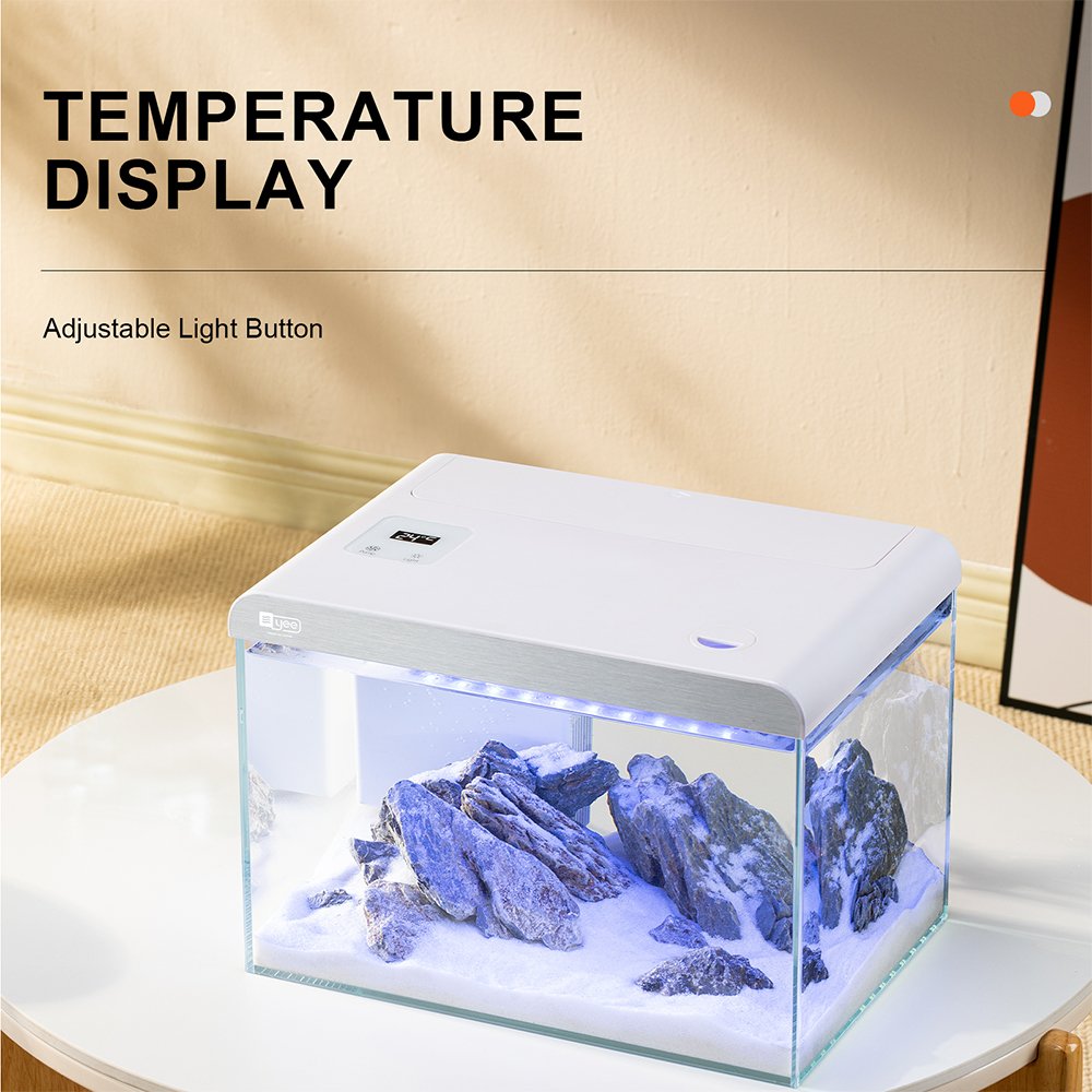 YEE customizable smart fish tank ultra white clear glass small aquarium tank with led aquarium light and filter