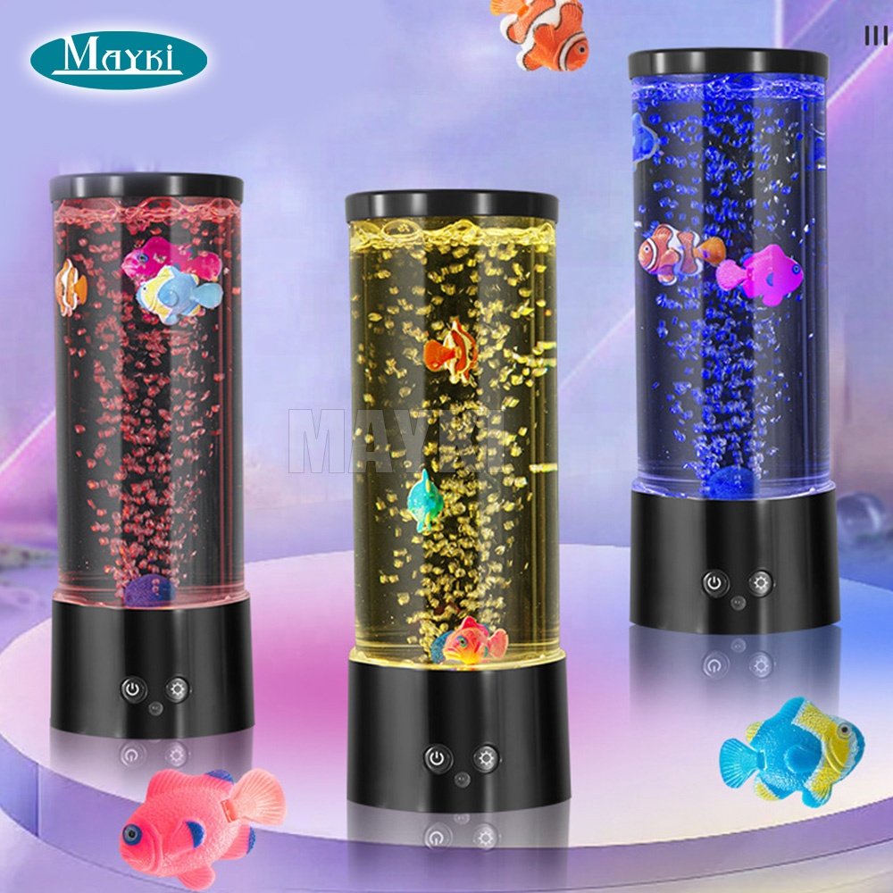 Mini Bubble Tube Aquarium Night Lights Color Changing Sensory Lamp LED Bubble Fish Lamp