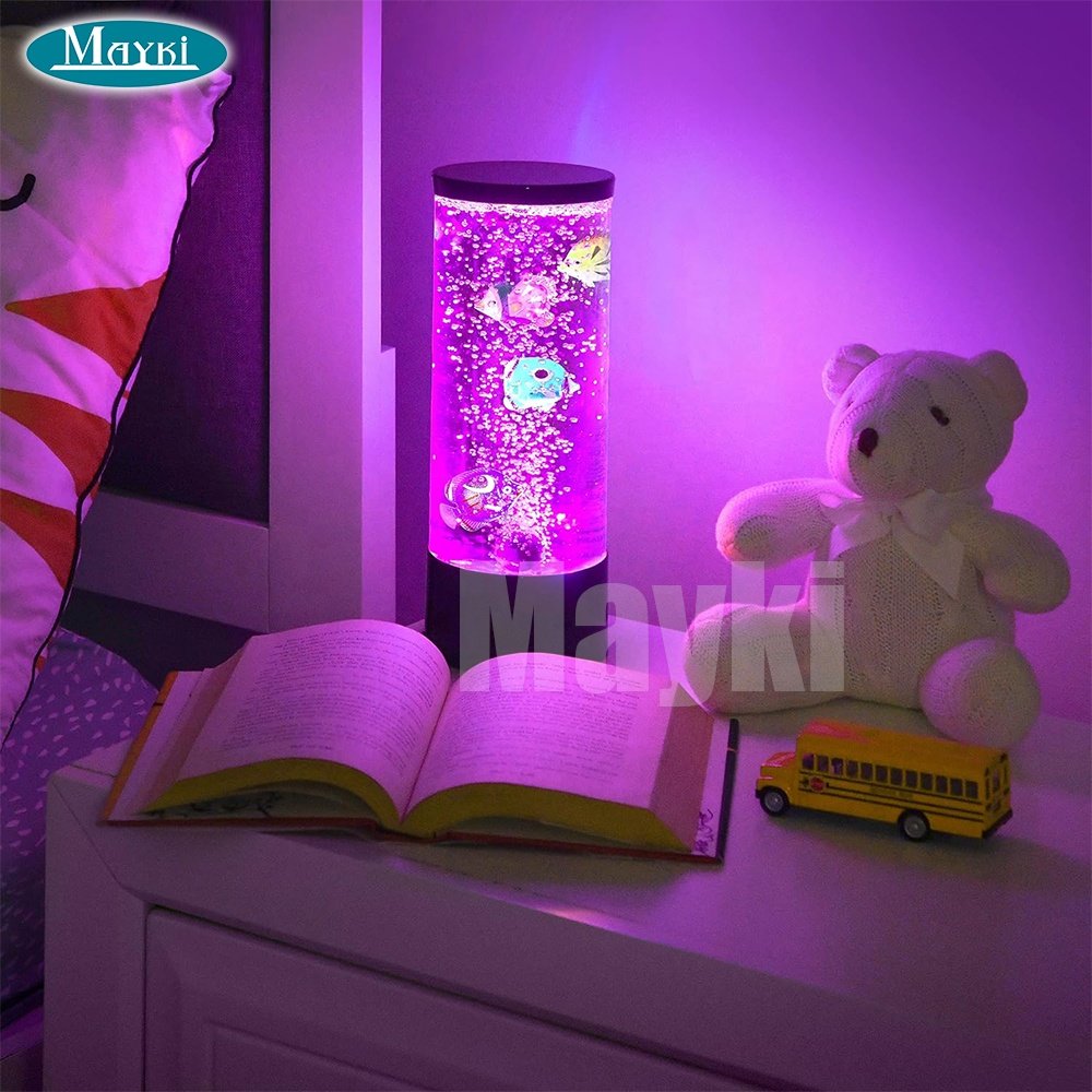 Mini Bubble Tube Aquarium Night Lights Color Changing Sensory Lamp LED Bubble Fish Lamp