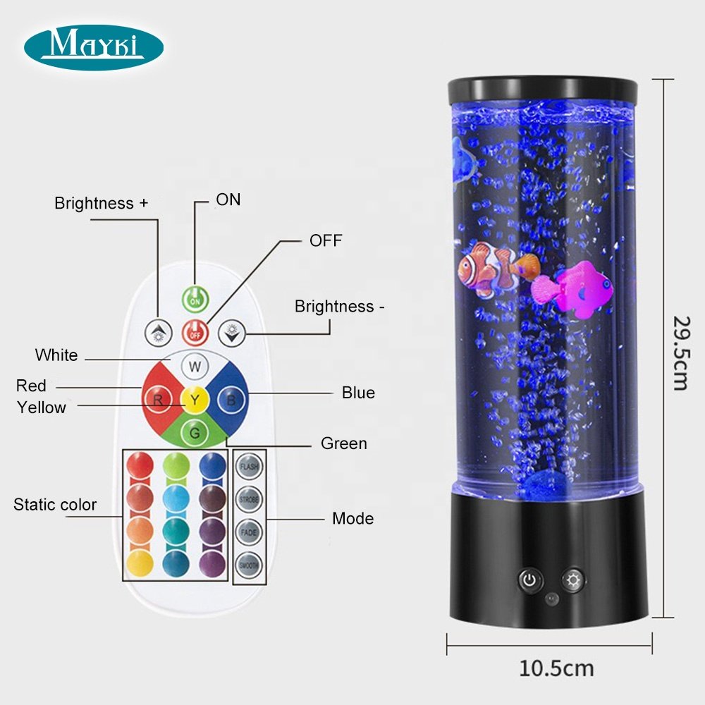 Mini Bubble Tube Aquarium Night Lights Color Changing Sensory Lamp LED Bubble Fish Lamp