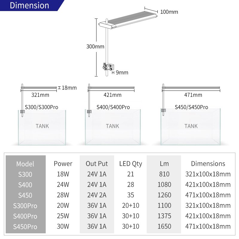 WEEK AQUA S Series Nano Tank Fish Aquarium Tank Lighting 30cm 45cm Led Aquarium Lighting For Aquatic Freshwater Aquarium Lamp