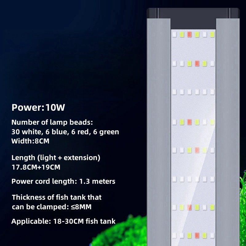 Freshwater Plant Color Star Clip On Aquarium Light LED Eco-friendly Aluminum Alloy 7W Blue Whit