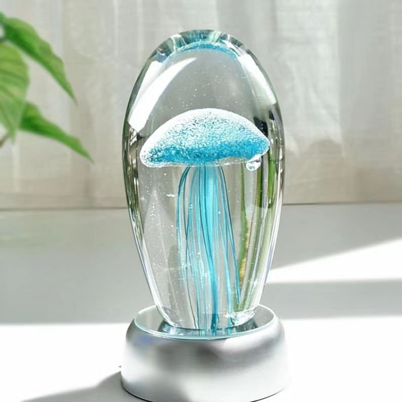 Colored Handmade Glow Glass Jellyfish Paperweight Crystal Valentines Day Gifts
