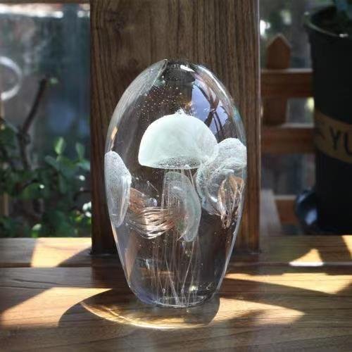 Colored Handmade Glow Glass Jellyfish Paperweight Crystal Valentines Day Gifts