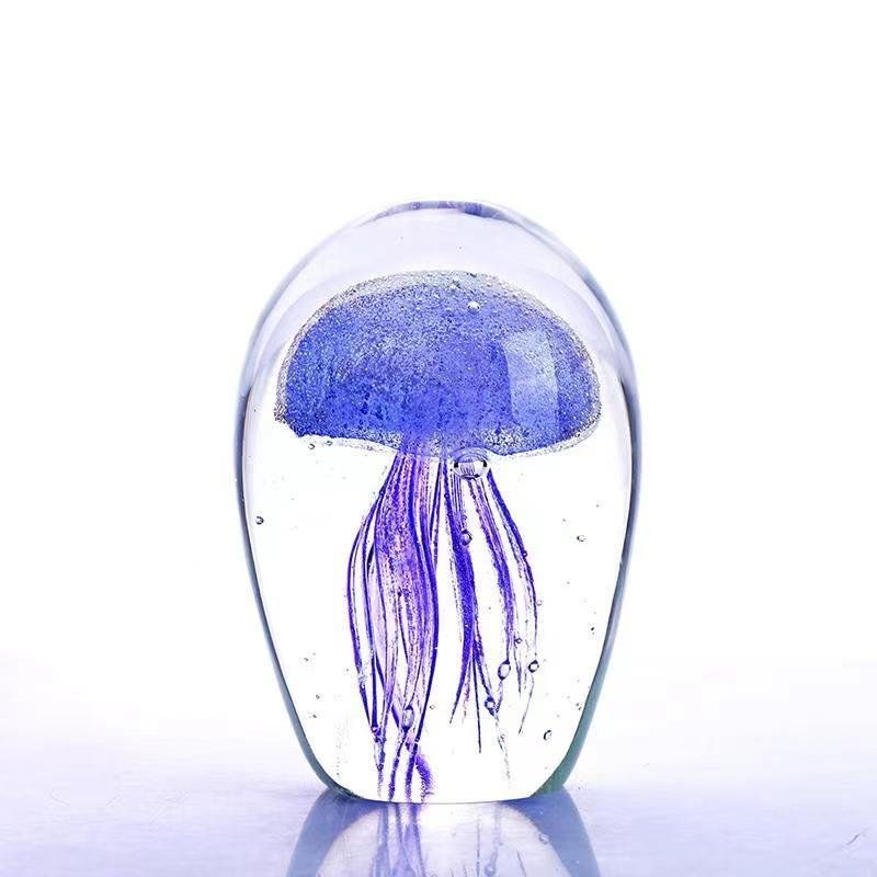 Colored Handmade Glow Glass Jellyfish Paperweight Crystal Valentines Day Gifts
