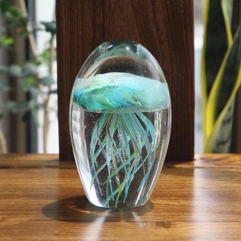 Colored Handmade Glow Glass Jellyfish Paperweight Crystal Valentines Day Gifts