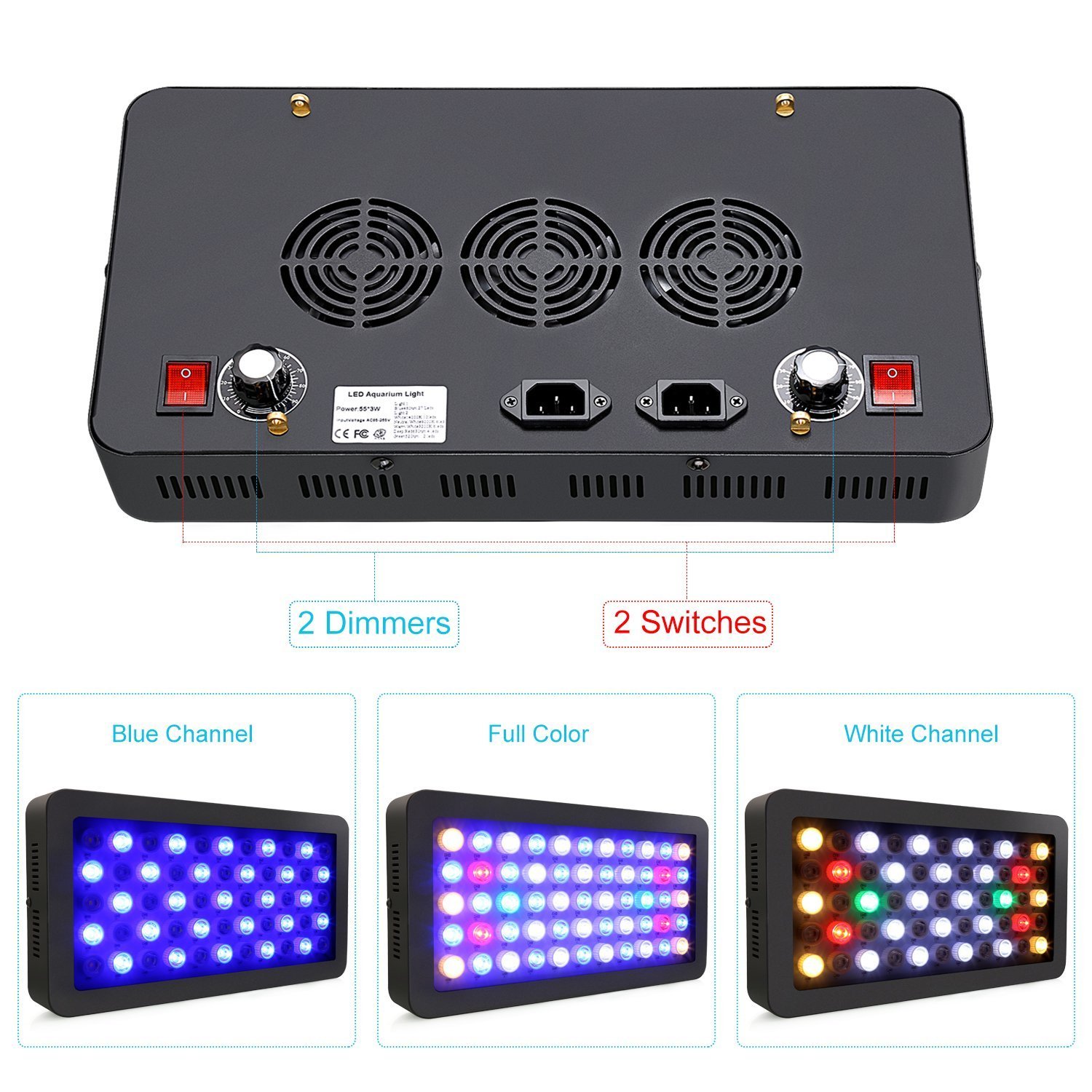 55x3w Dim Full Spectrum 8 Bands Colo Aquarium Led Light For Fish Tank Reef Coral Light