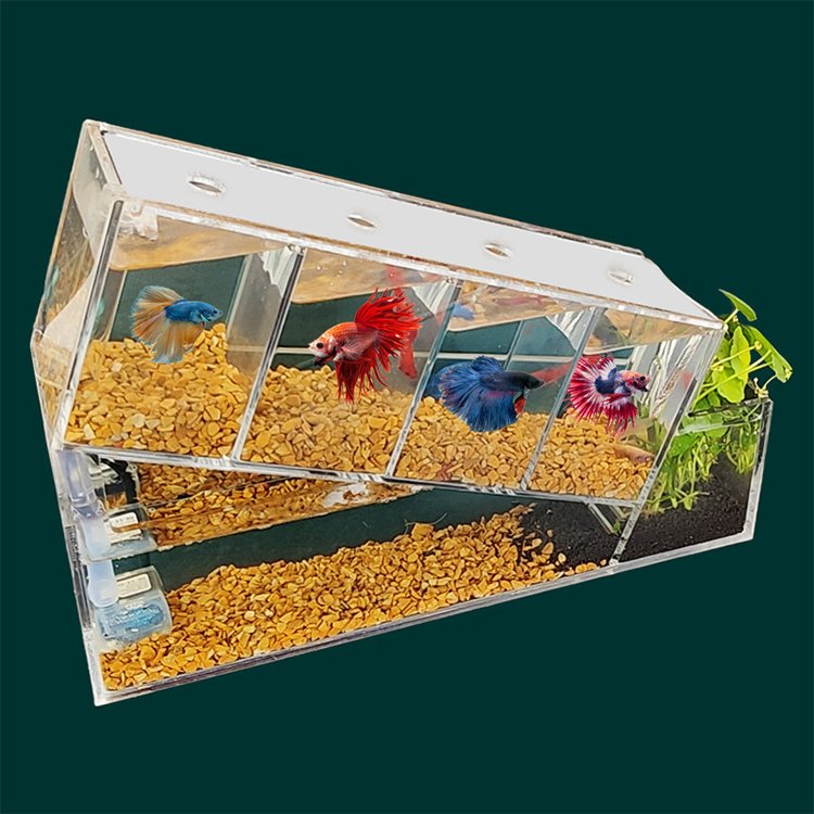 Relaxlines Small Aquarium Led Acrylic Creative Aquariums Square Tabletop Fish Tank with 2.5w Water Pump