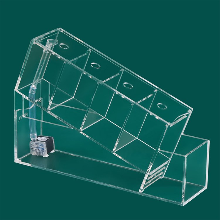 Relaxlines Small Aquarium Led Acrylic Creative Aquariums Square Tabletop Fish Tank with 2.5w Water Pump