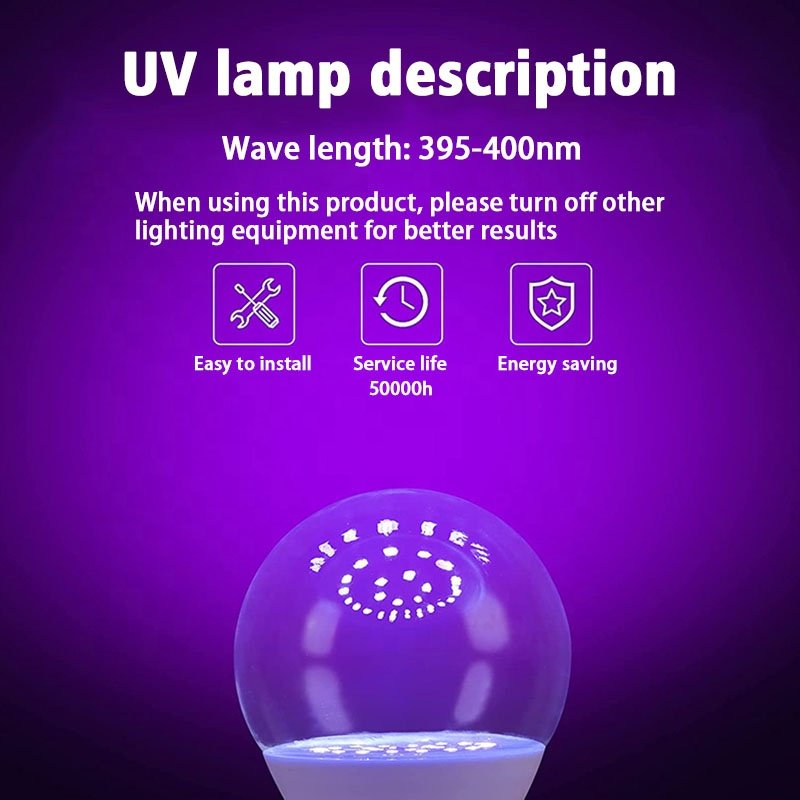 12W 2-Pack E27 Led Replacement Bulbs UV Bulbs Black Light Bulbs for Party, Birthday, Aquarium,Screen Layout