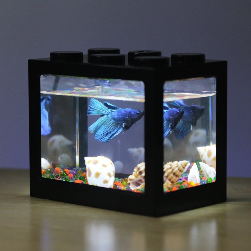 Rumble Betta Fish Fighting Cylinder Mini Aquarium Building Block Bowls Fish Tank Desktop Plastic Acrylic Aquarium Sustainable