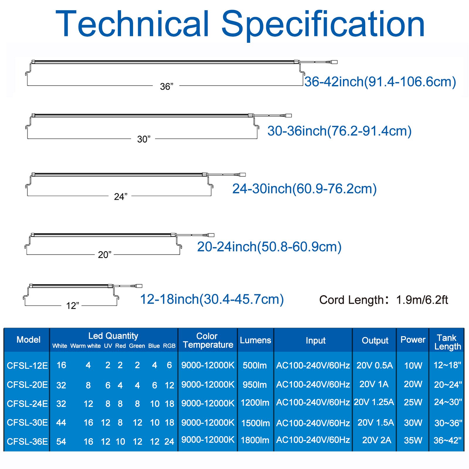24/7 Mode Full Spectrum Fish Tank Lamp Freshwater Plant Light Led Aquarium Light With Timer aquarium lights for live plant tank