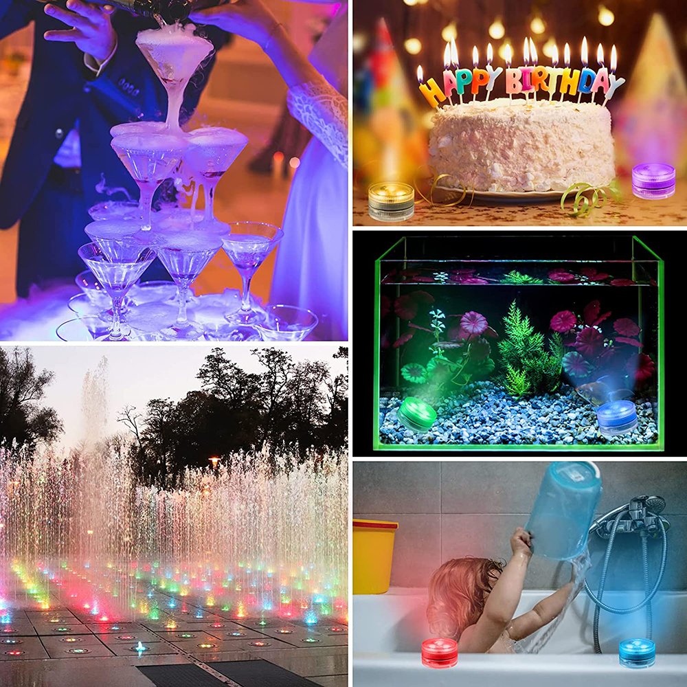 Colorful Underwater Lighting Fish Pond Tank Aquarium Decor Accessories Submersible Light Remote IP68 Light Fountain Pool Lamp
