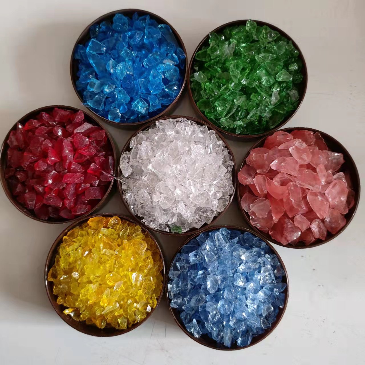 Stained glass terrazzo brick aggregate added with 3-6mm crystal yellow broken glass