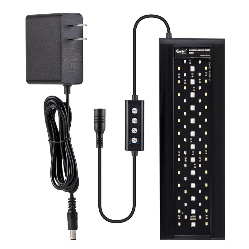 Hygger Adjustable Auto On Off LED Aquarium Accessories Light Full Spectrum Fish Tank Light with LCD Monitor 24/7 Lighting Cycle