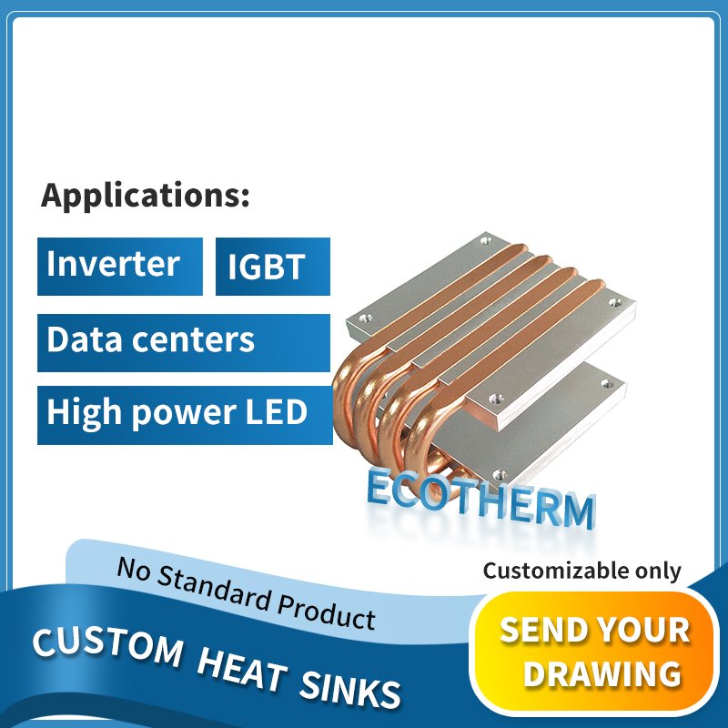 Standard products 1000w 500w 80mm led heatsinks 4 heat pipe 25cm x 15cm heat sink