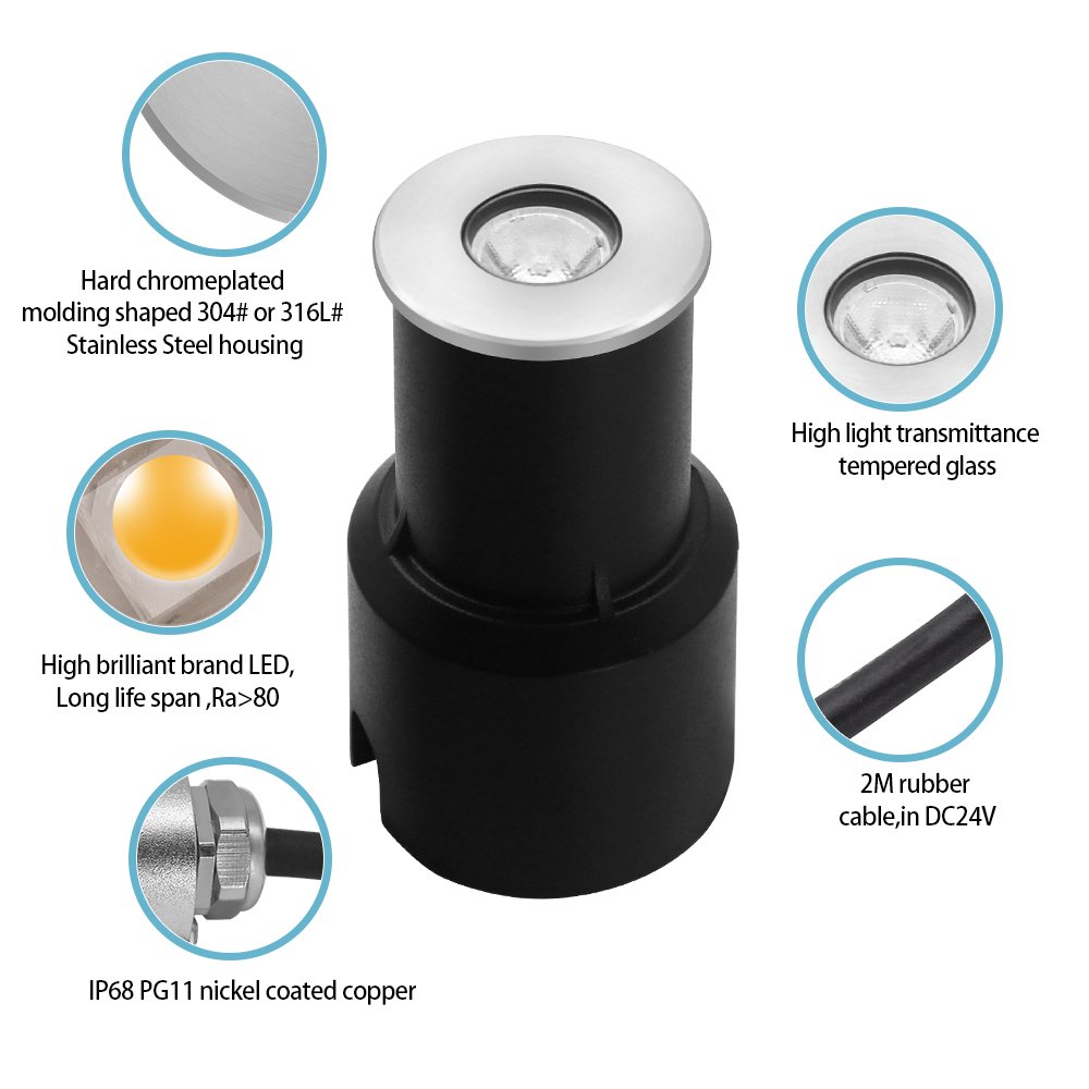 Mini stainless steel recessed underwater led swimming pool step lights underwater lamp RGB 3w wifi led pool spot light