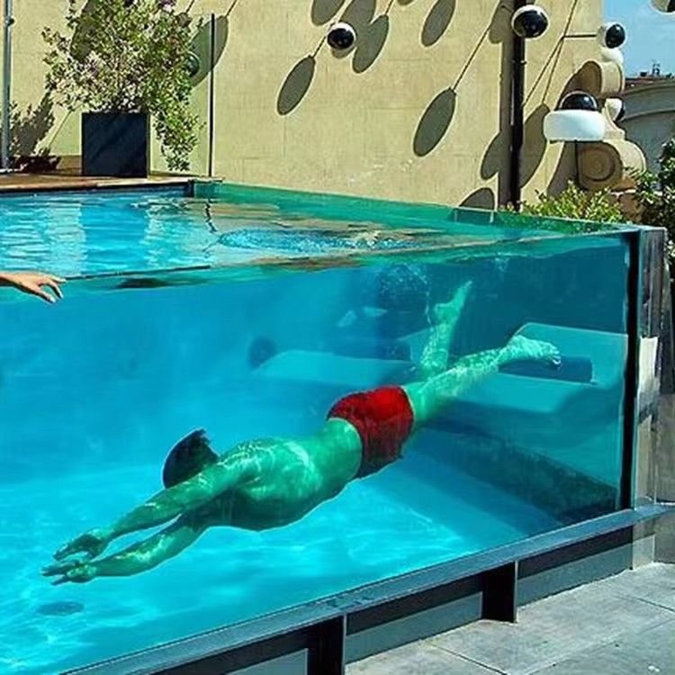 Acrylic Panels Transparent 150mm Customized Infinity Acrylic Swimming Pool Eco-friendly and High Light Transmittance 20 Yrs