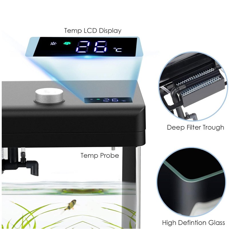 Small row aquarium with led light and filter Self Cleaning 3 in 1 Pump Filter Freshwater & Saltwater Betta Fish Tank Aquarium