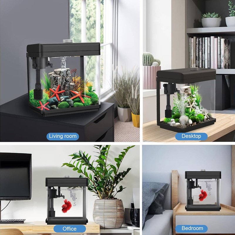 Small row aquarium with led light and filter Self Cleaning 3 in 1 Pump Filter Freshwater & Saltwater Betta Fish Tank Aquarium
